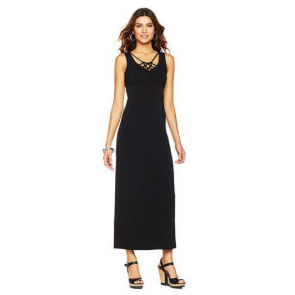 💥SLINKY Brand Weave Neckline, Sleeveles Maxi Dress
